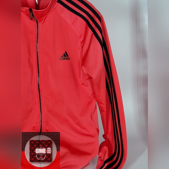 Adidas Red with Black Stripes Tricot Jacket - Picture 5 of 6